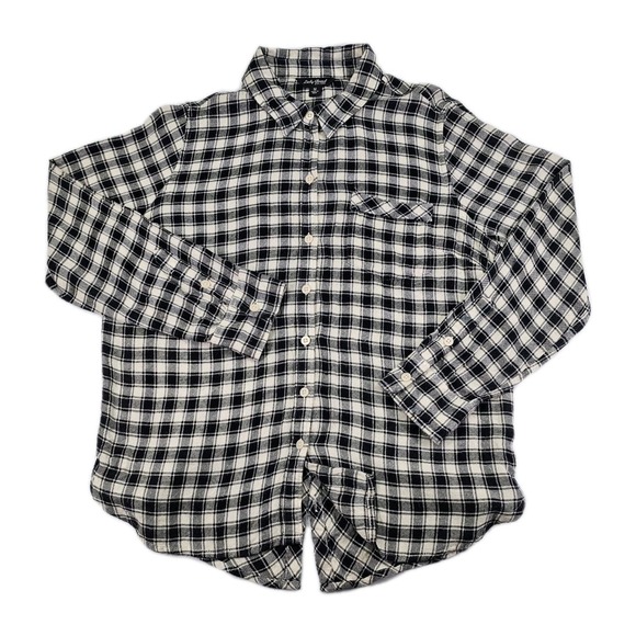 Lucky Brand Tops - Lucky Brand Buffalo Plaid black Button Up long sleeve split tail Medium Bungalow